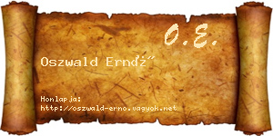 Oszwald Ernő névjegykártya